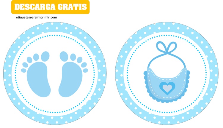 etiquetas redondas para baby shower niño