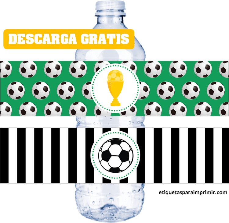 etiquetas de futbol para botellas de agua