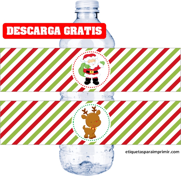 etiquetas para botellas de agua navideñas