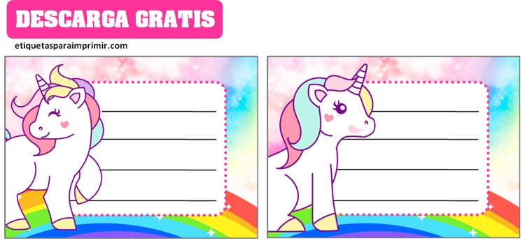 etiquetas de unicornio para cuadernos