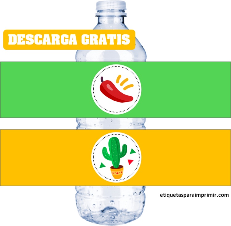 etiquetas para botella de agua fiesta mexicana