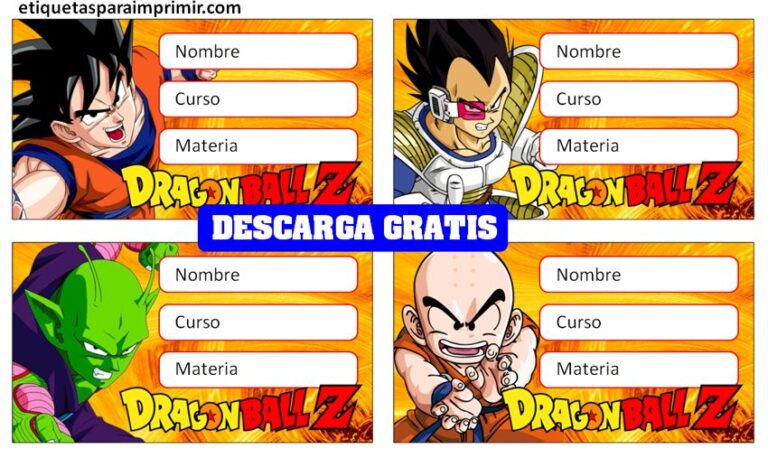Etiquetas Escolares Dragon Ball Etiquetas para imprimir