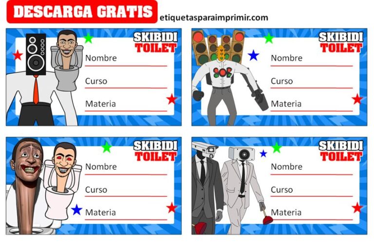 Etiquetas Escolares Skibidi Toilet Etiquetas para imprimir