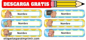 Etiquetas escolares de Capibara Etiquetas para imprimir
