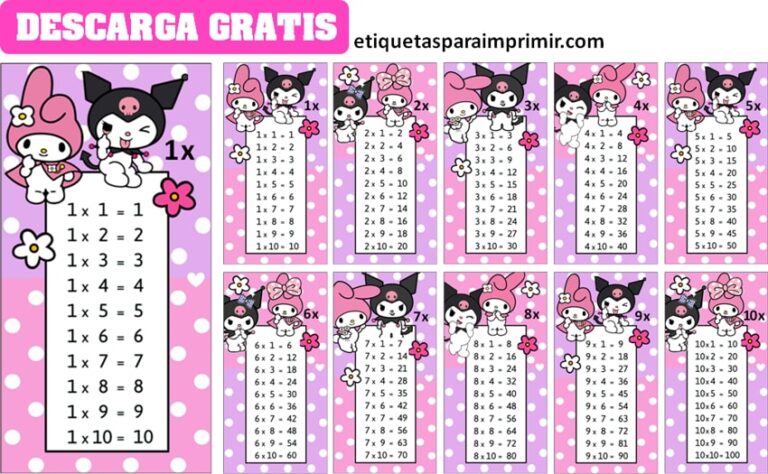 Etiquetas Escolares de My Melody y Kuromi Etiquetas para imprimir